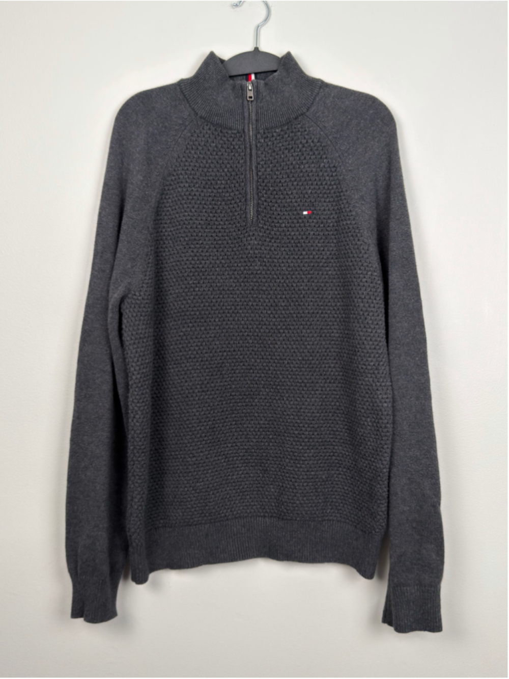 Men's Tommy Hilfiger Quarter Zip Up Sweater Grey Size M